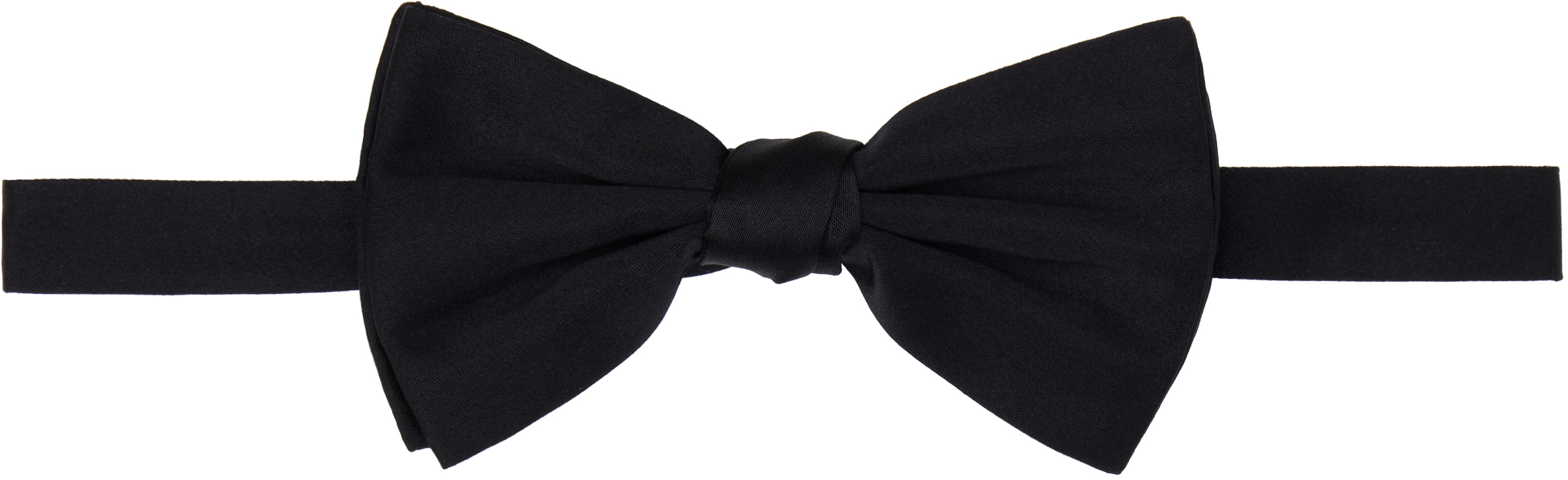 Black Silk Satin Bow Tie