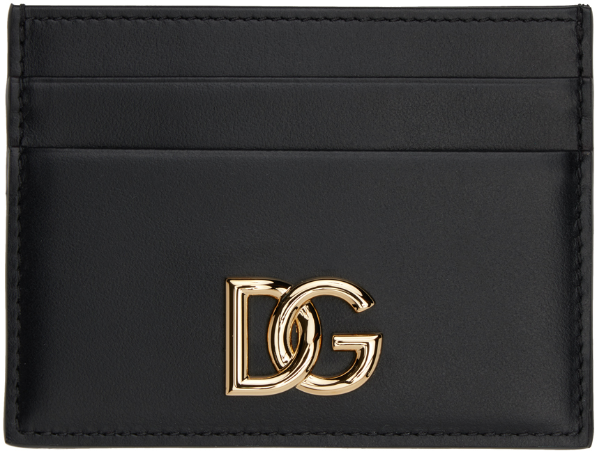 Shop Dolce & Gabbana ブラック カーフスキン Dg ロゴ カードケース In 80999 Black