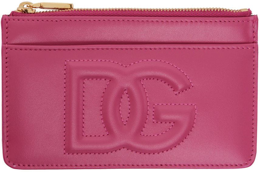 Dolce & Gabbana Blue Calf Leather DG Logo Monogram Card Holder Wallet