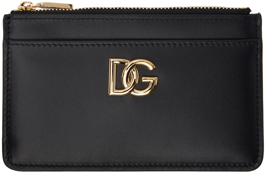 Black Calfskin 'DG' Logo Card Holder