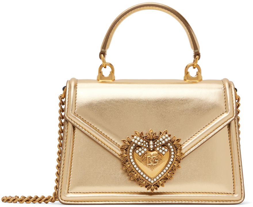 Shop Dolce & Gabbana Gold Small Devotion Bag In 87503 Oro