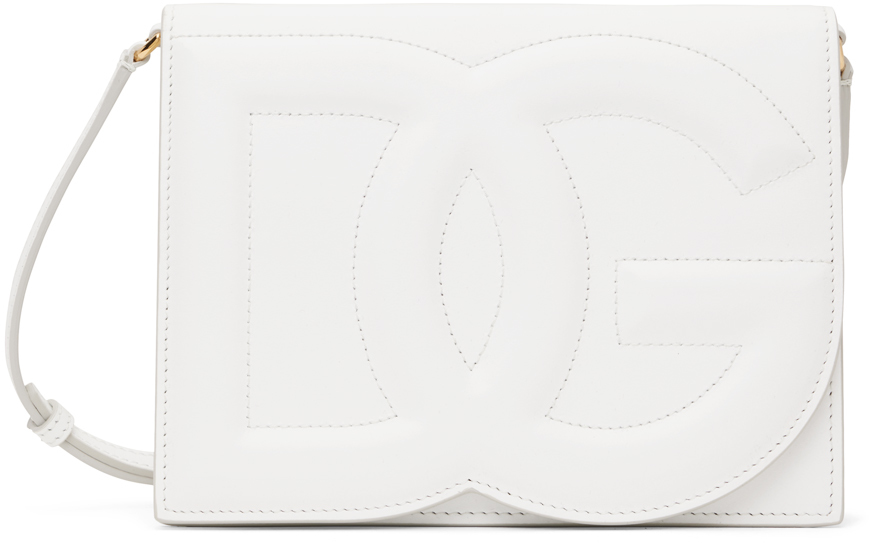 White Calfskin 'DG' Logo Crossbody Bag