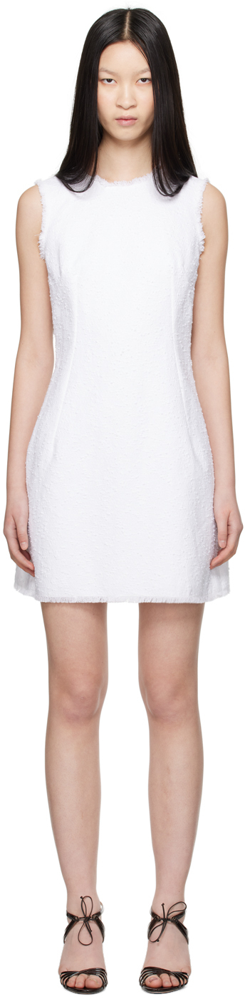 Shop Dolce & Gabbana White Raw Edge Minidress In W0800 Bianco Ottico