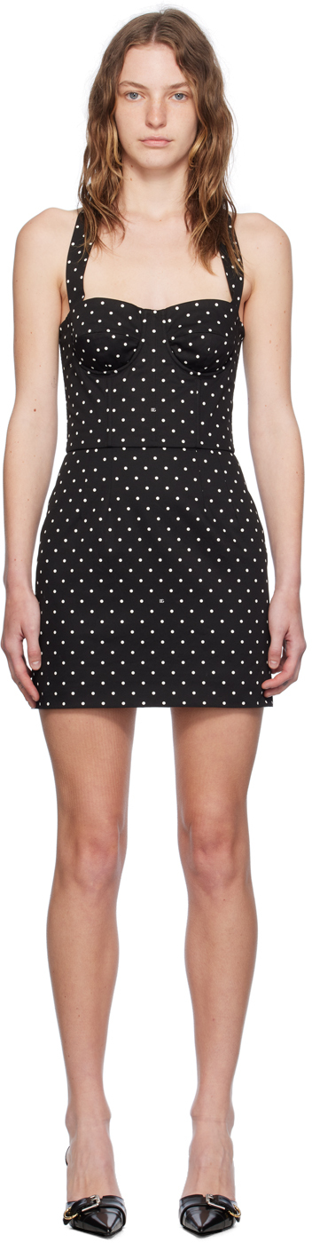 Shop Dolce & Gabbana Black Polka Dot Minidress In Hnzpw Pois / Nero