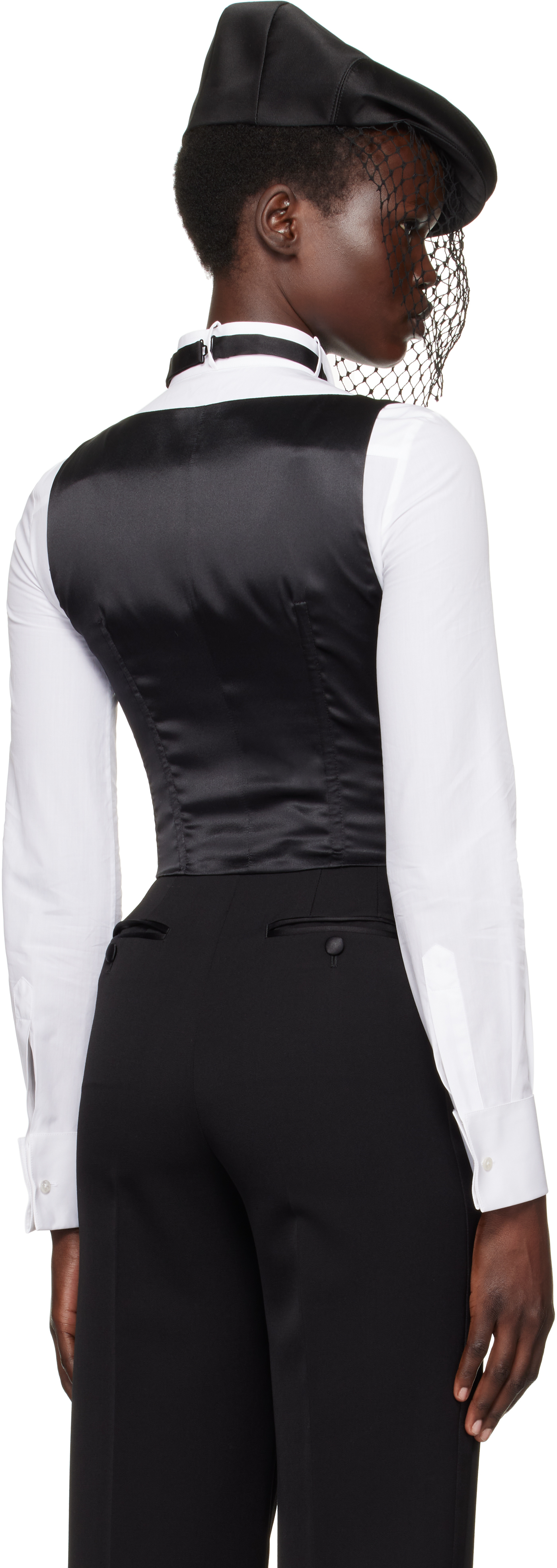 Dolce & Gabbana Black Silk Duchesse Single Breasted Tuxedo Vest In N0000 Nero