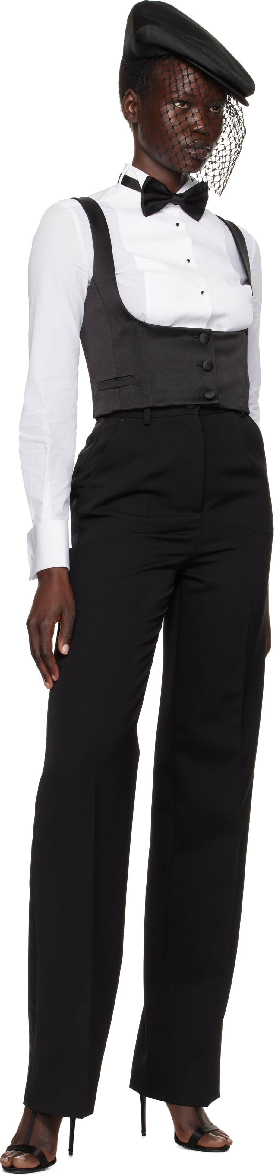 Dolce & Gabbana Black Silk Duchesse Single Breasted Tuxedo Vest In N0000 Nero