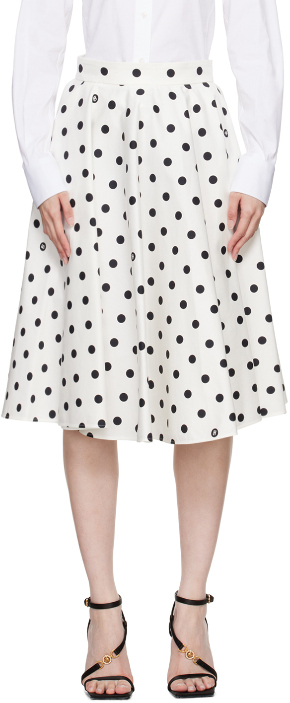 Shop Dolce & Gabbana White Circle Midi Skirt In Hwzrn