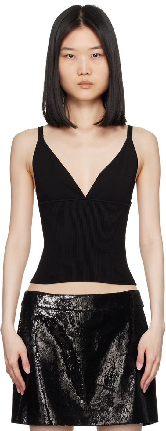 DOLCE & GABBANA BLACK V-NECK TANK TOP 