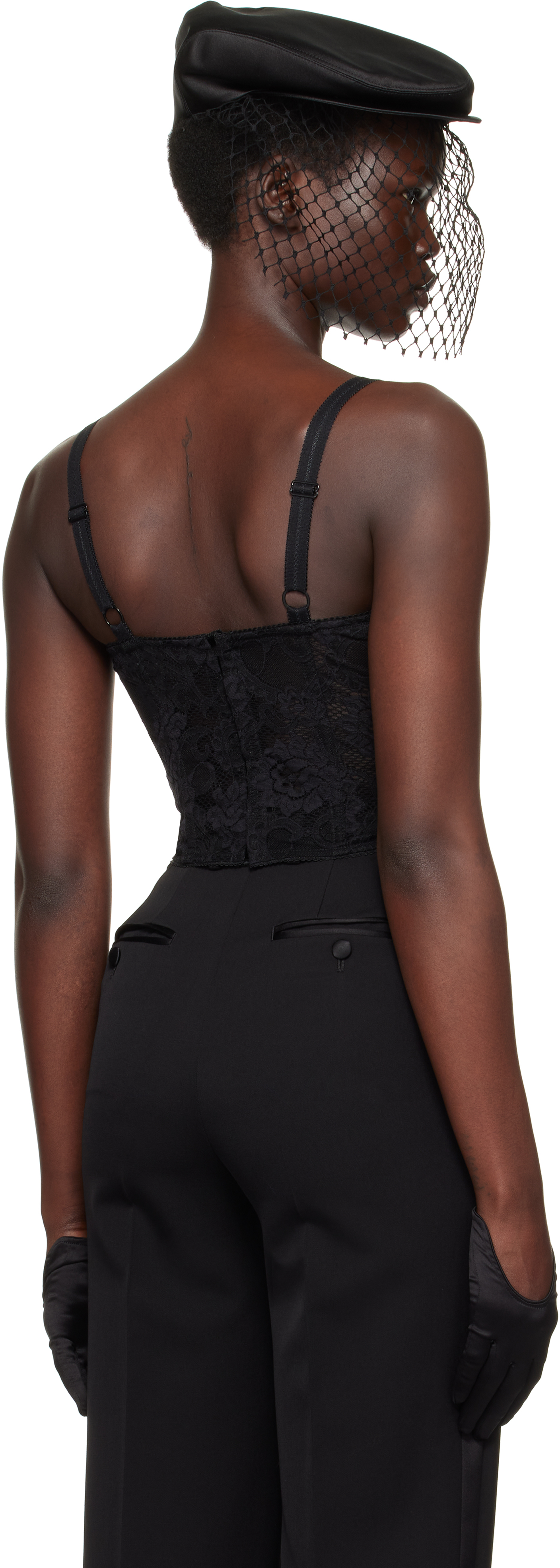 Dolce & Gabbana Black Lace And Satin Bralette Camisole In N0000 Nero