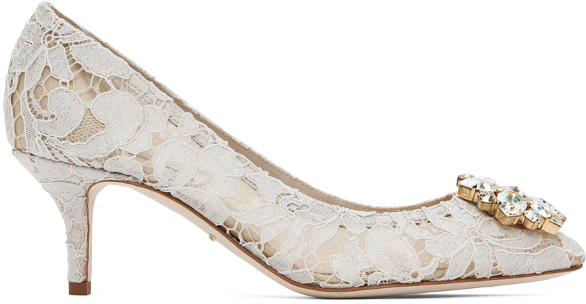 Shop Dolce & Gabbana White Bellucci Heels In 80005 Ice