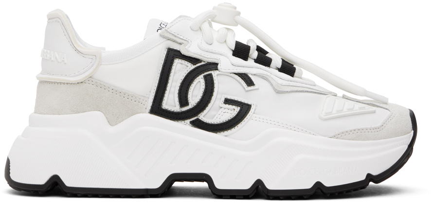 Shop Dolce & Gabbana White Mixed-material Daymaster Sneakers In 80001 Bianco