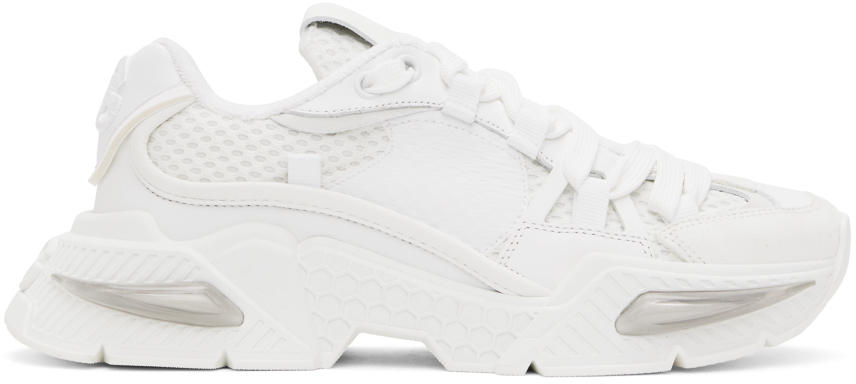 White Mixed-Material Airmaster Sneakers