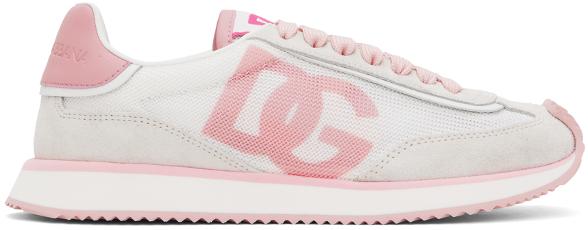 スニーカー DOLCE & GABBANA WHITE AND PINK DG CUSHION SNEAKERS Mixed-material DG CUSHION sneakers in Multicolor for Women
