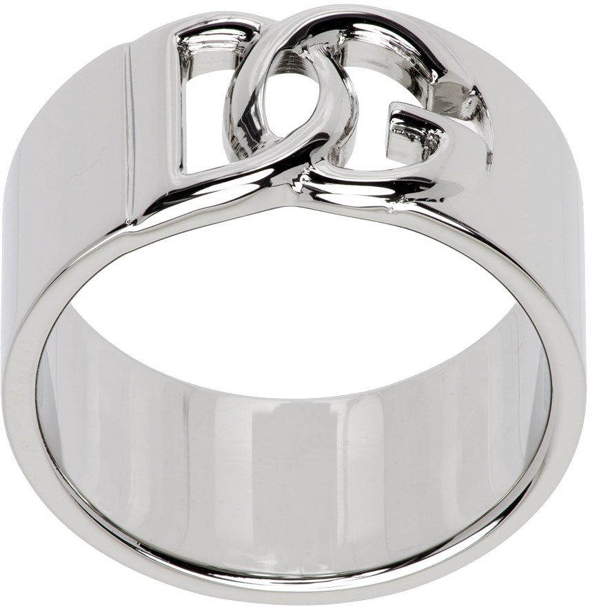 Silver 'DG' Logo Cutout Ring