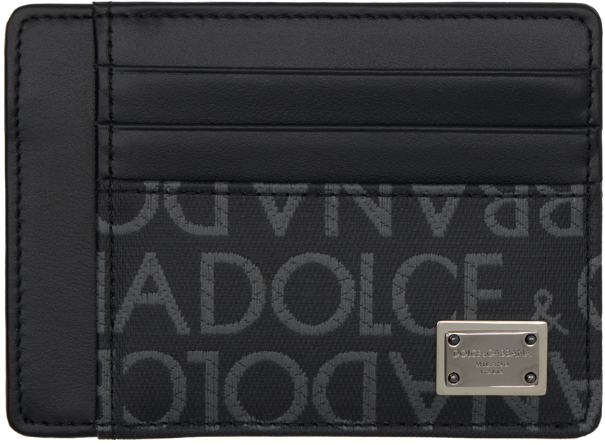 Black & Gray Coated Jacquard Card Holder