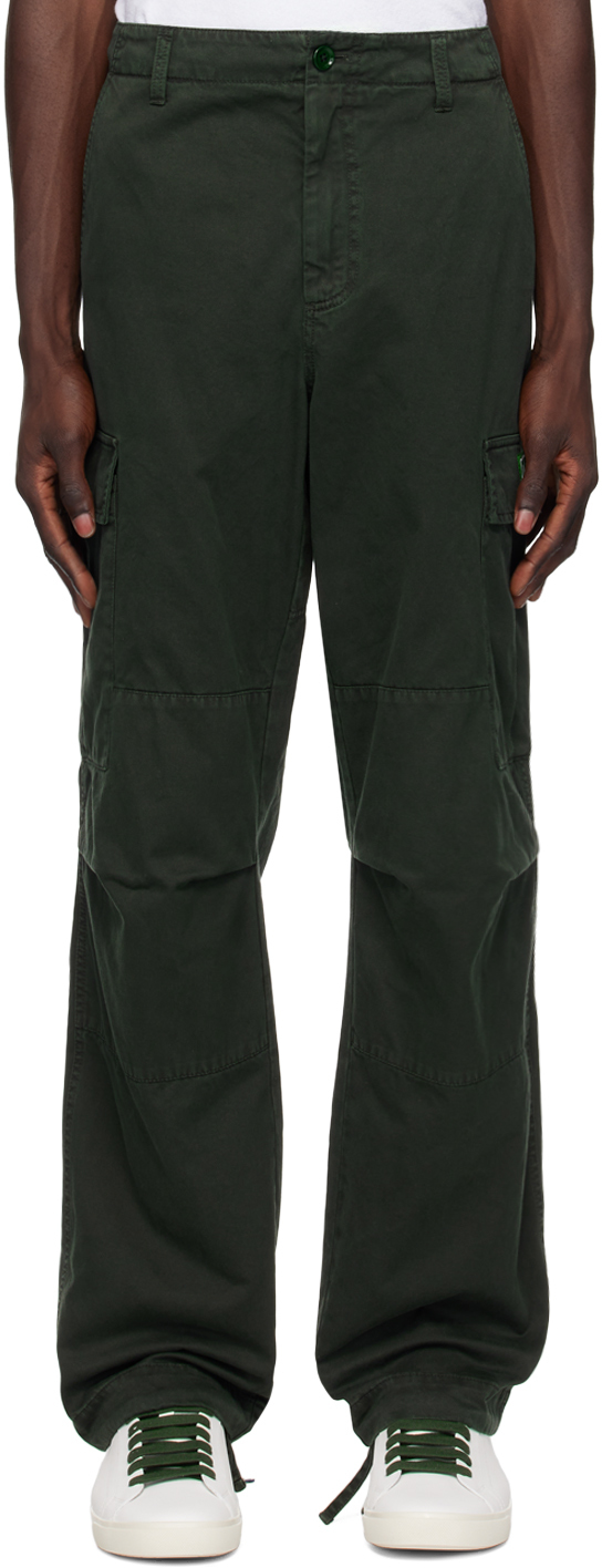 Shop Dolce & Gabbana Green Garment-dyed Cargo Pants In V0707 Very Dark Grn