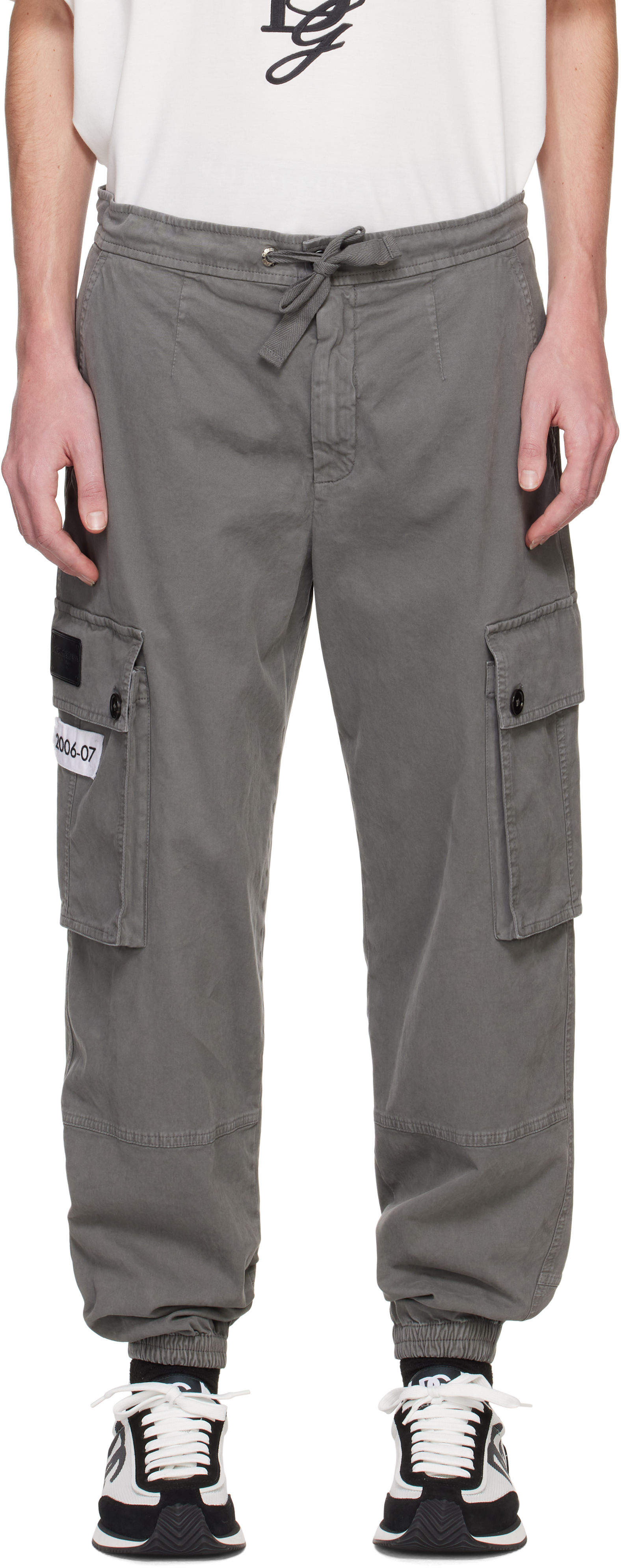 Gray Cotton Cargo Pants