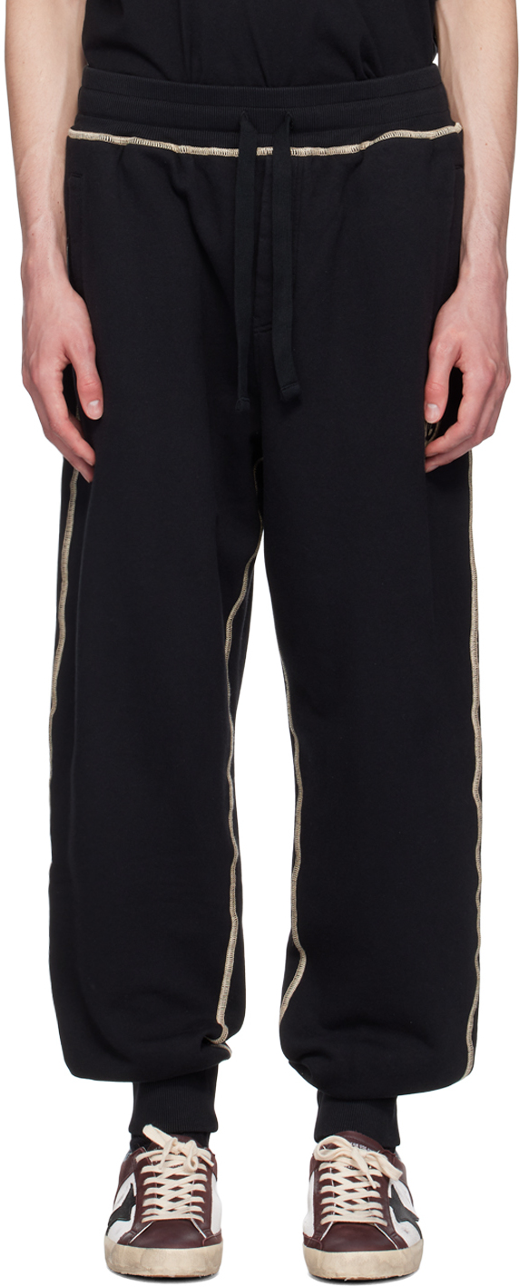 Shop Dolce & Gabbana Black Heraldic Dg Logo Sweatpants In N0000 Nero