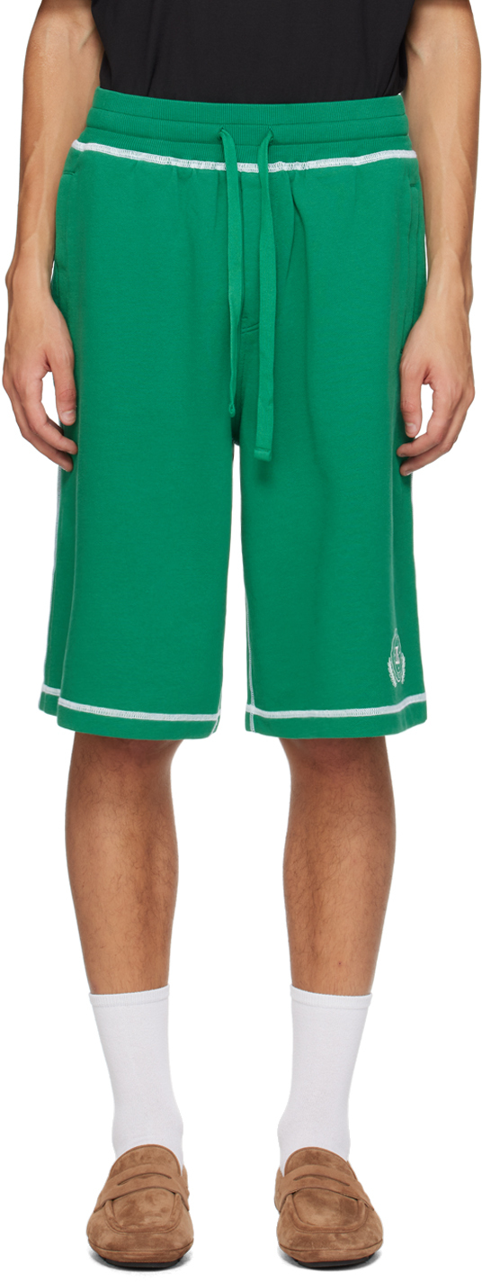 Green Embroidered-Logo Shorts