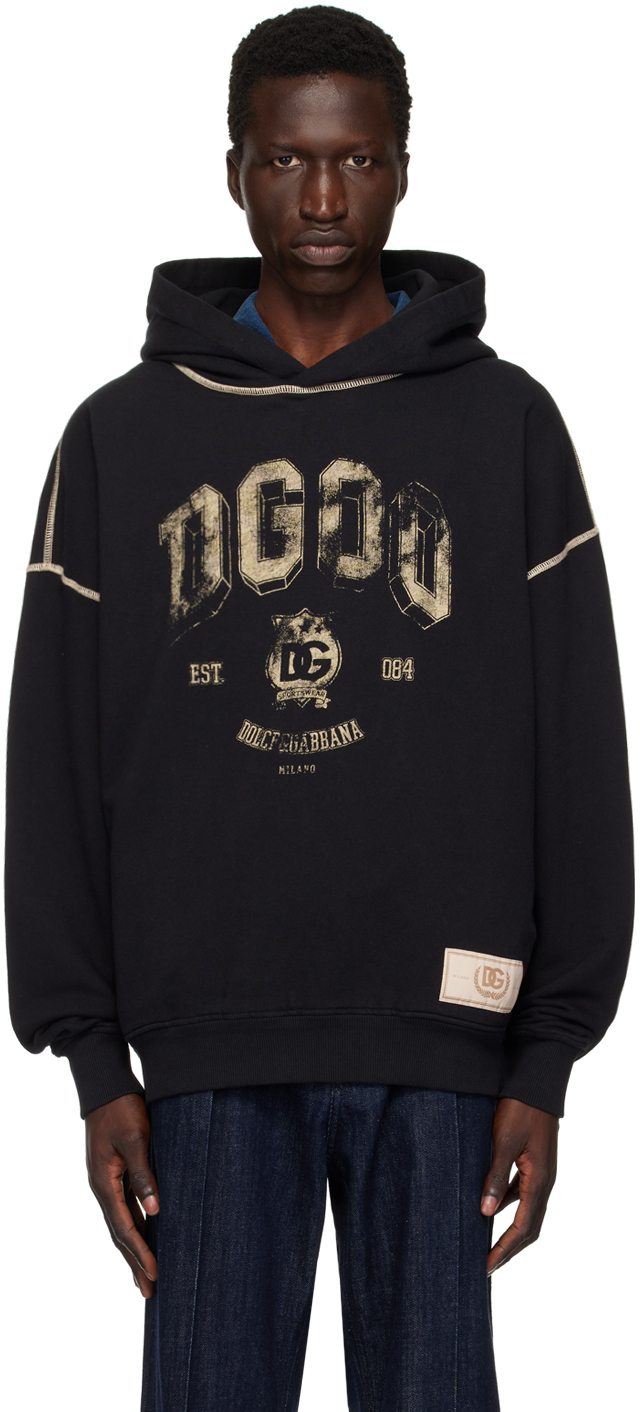 Shop Dolce & Gabbana Black Oversize Hoodie In N0000 Nero