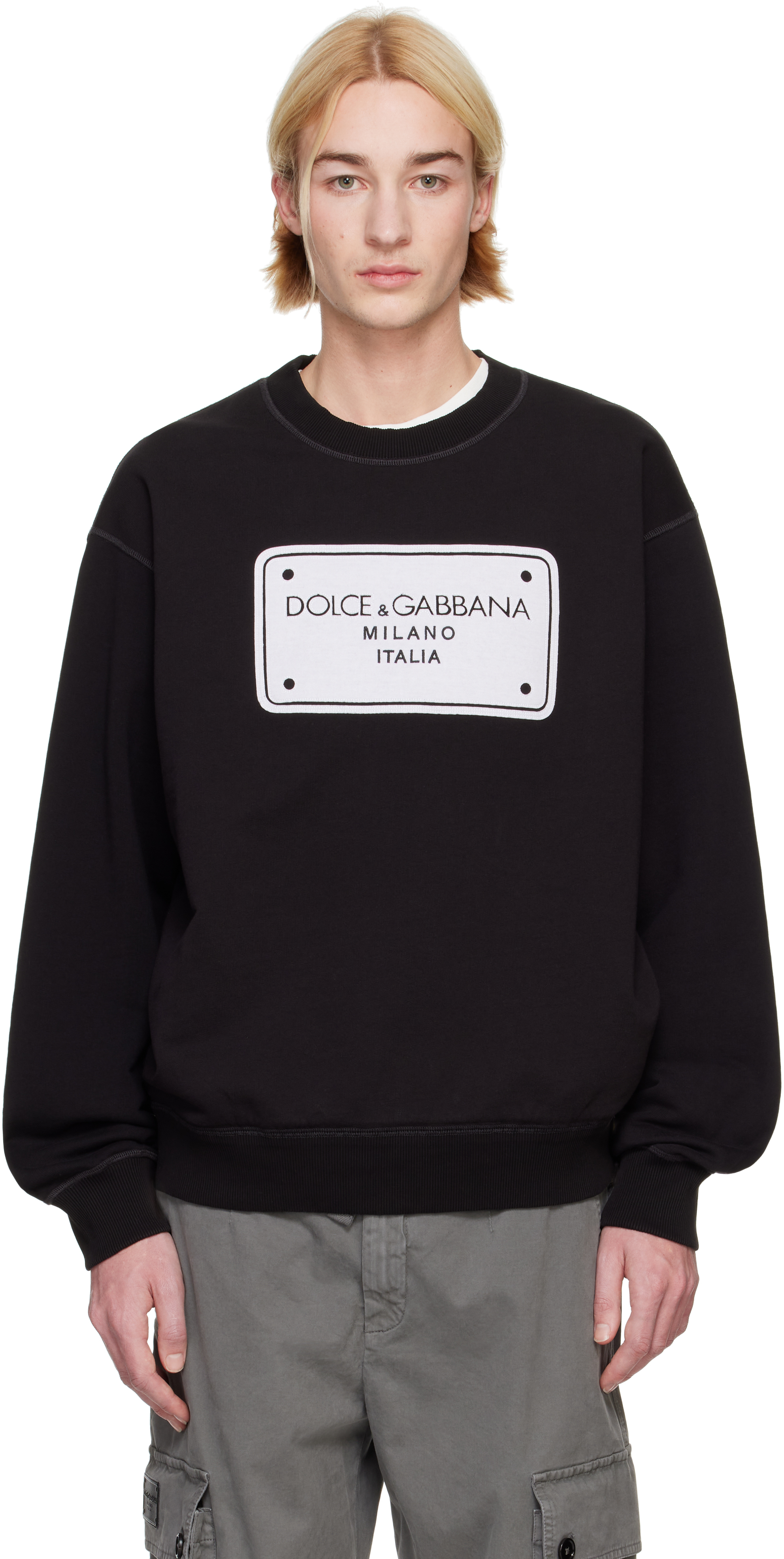 【Dolce & Gabbana】スウェットシャツ スタッズ＆DCパッチ Dolce 違わ & Gabbana】スウェットシャツ スタッズ＆DCパッチ