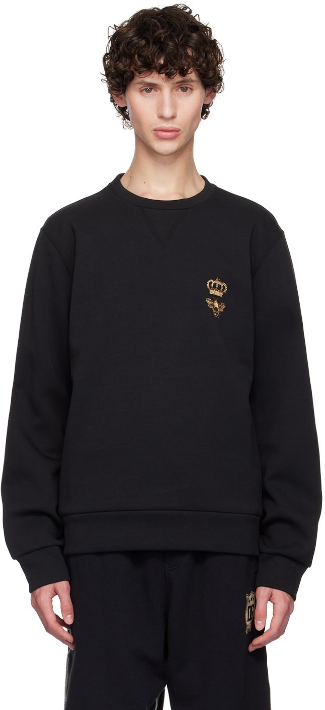 Black Embroidered-Graphic Sweatshirt