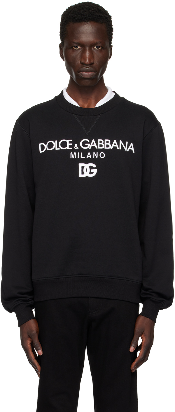 Shop Dolce & Gabbana Black 'dg' Embroidery Sweatshirt In Nero