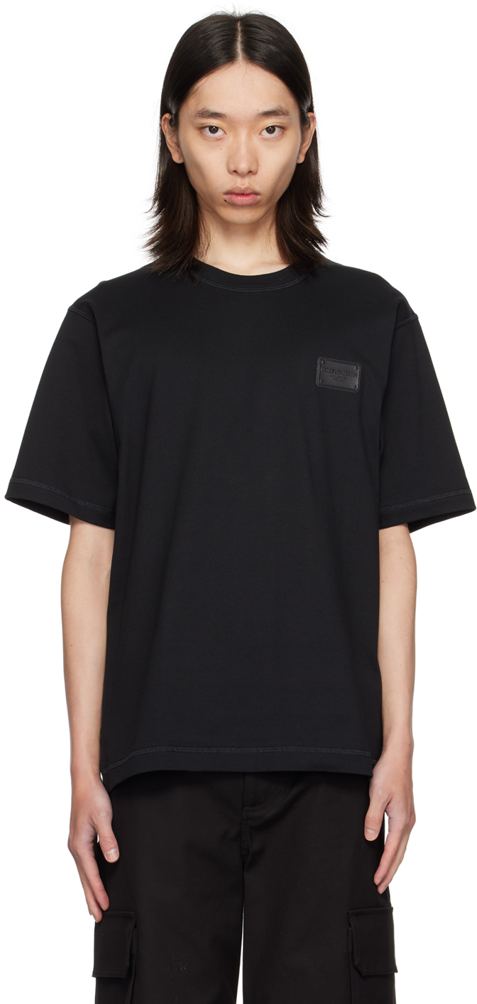 Shop Dolce & Gabbana Black Branded Tag T-shirt In N0000 Nero