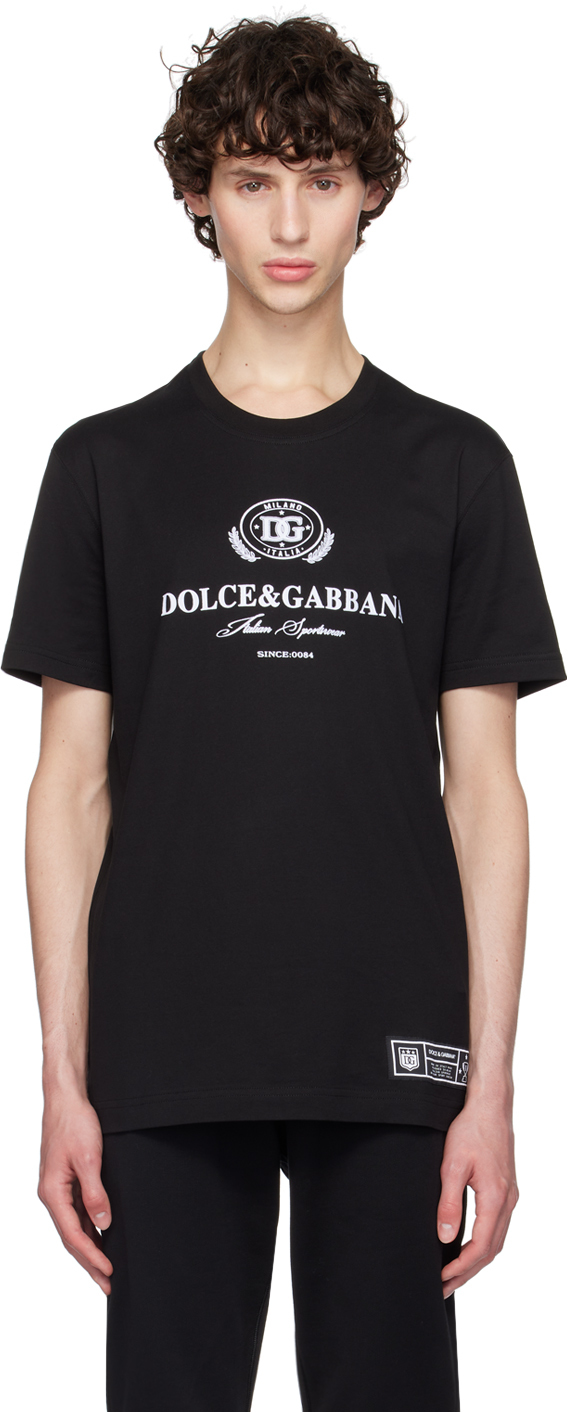 Shop Dolce & Gabbana Black Logo Print T-shirt In N0000 Nero