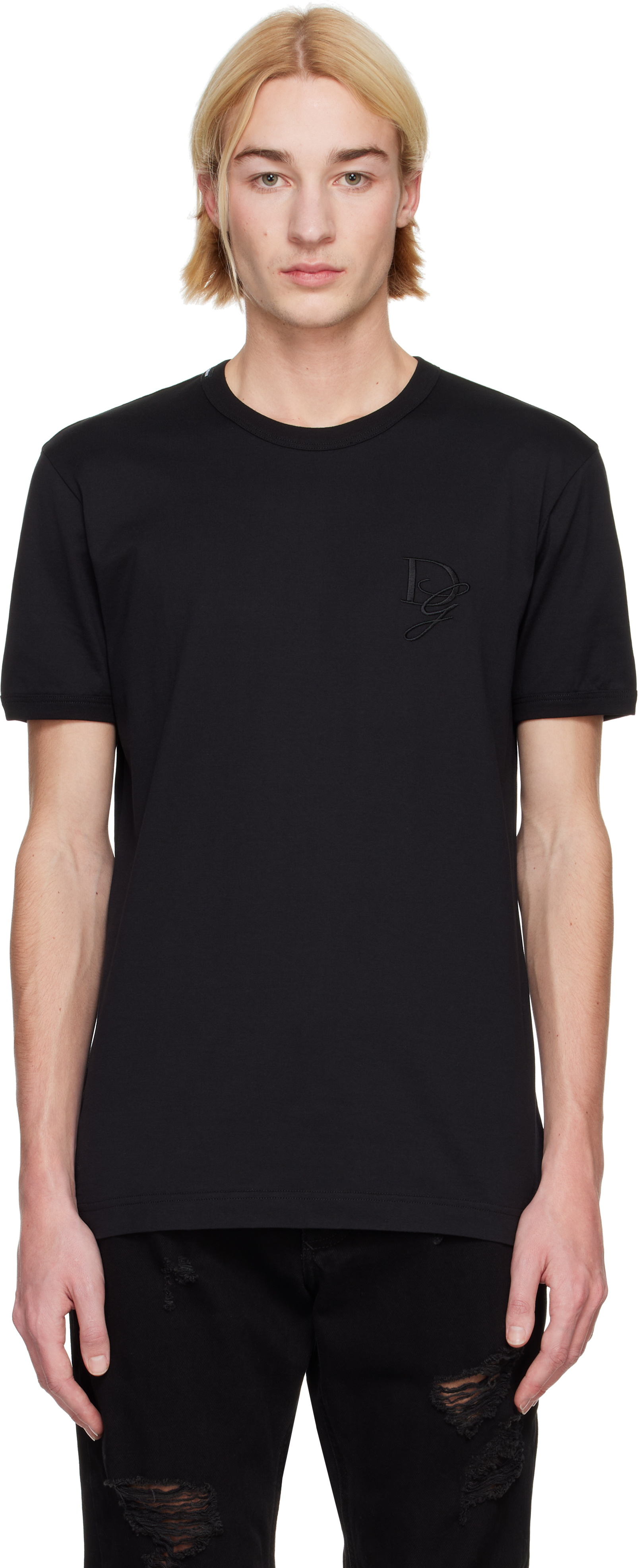 Black Jersey Round Neck T-shirt