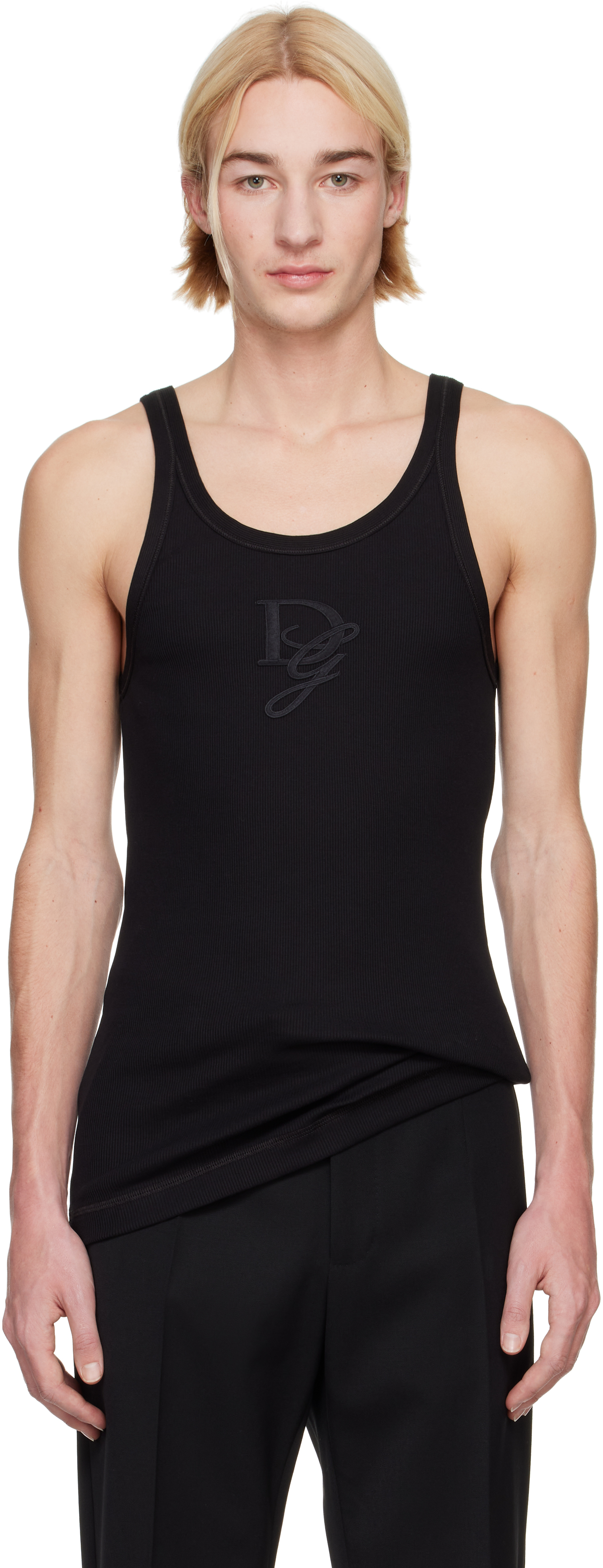 Black Logo Patch Tank Top