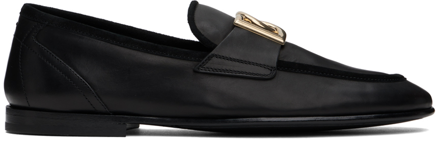 Shop Dolce & Gabbana Black Calfskin Ariosto Slippers In 80999 Nero