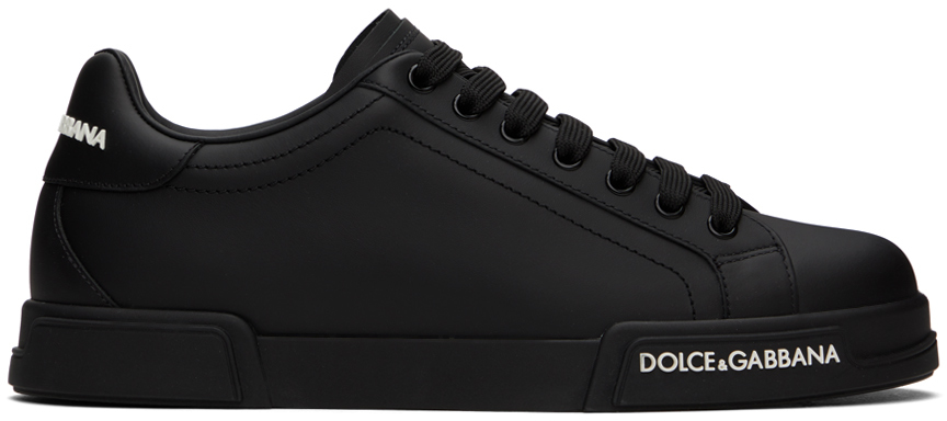 Black Calfskin Nappa Portofino Sneakers