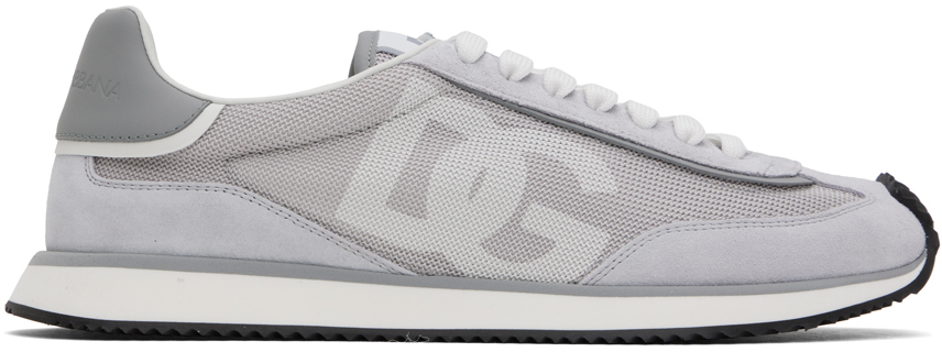 Gray Mixed-Material 'DG' Cushion Sneakers