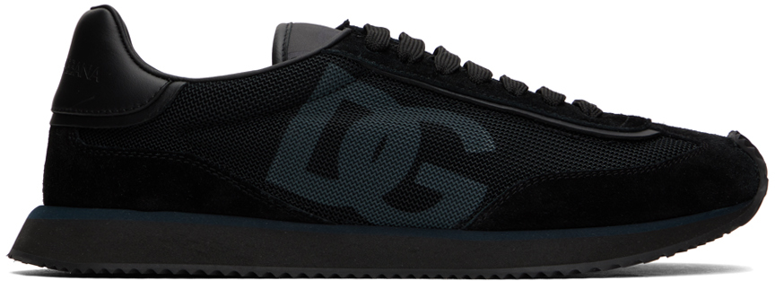 Black Mixed-Material 'DG' Cushion Sneakers