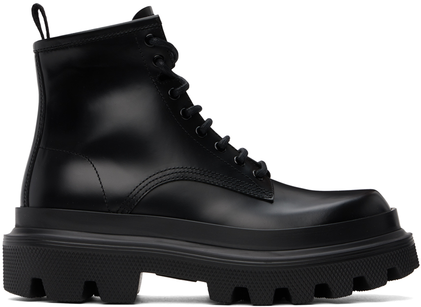 Black Calfskin Hi-Trekking Ankle Boots