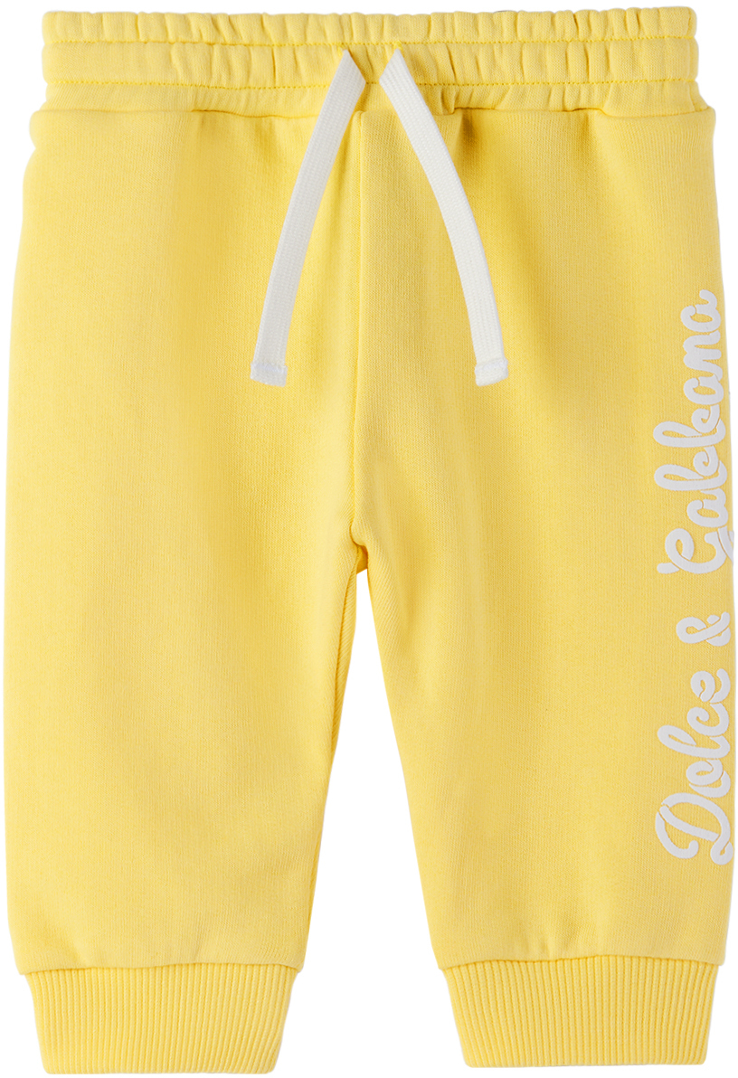 Dolce & Gabbana Yellow Printed Drawstring Jogger Pants