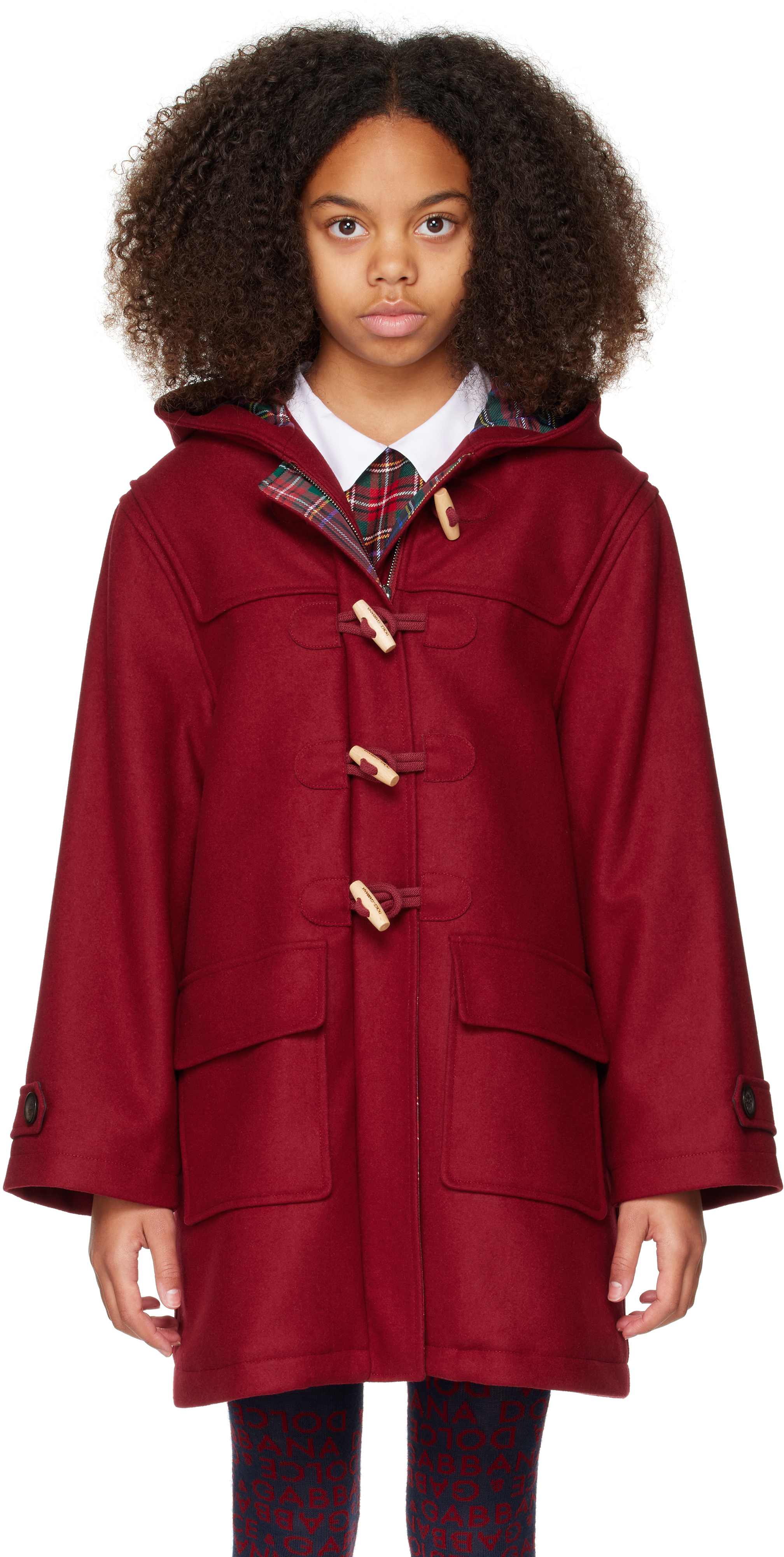 Dolce & Gabbana Kids Burgundy Wool Duffle Coat In R5232 Bordeaux