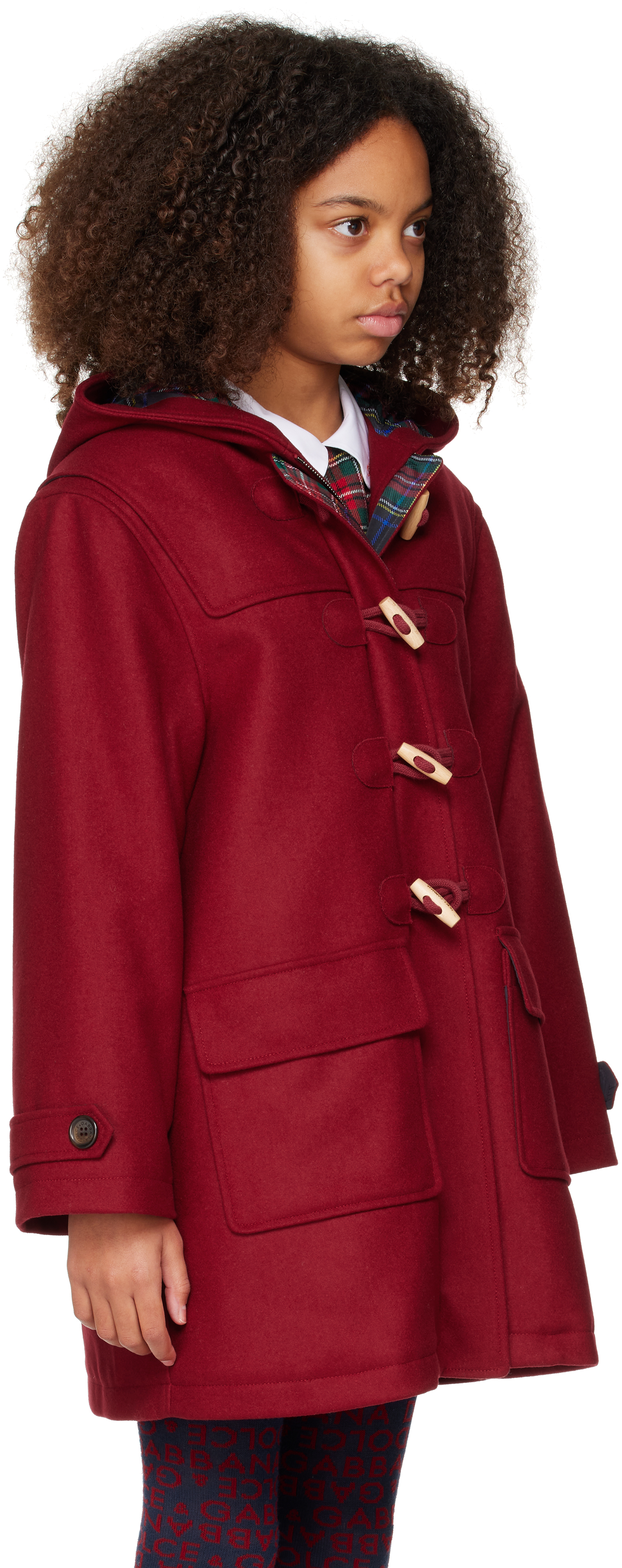 Dolce & Gabbana Kids Burgundy Wool Duffle Coat In R5232 Bordeaux