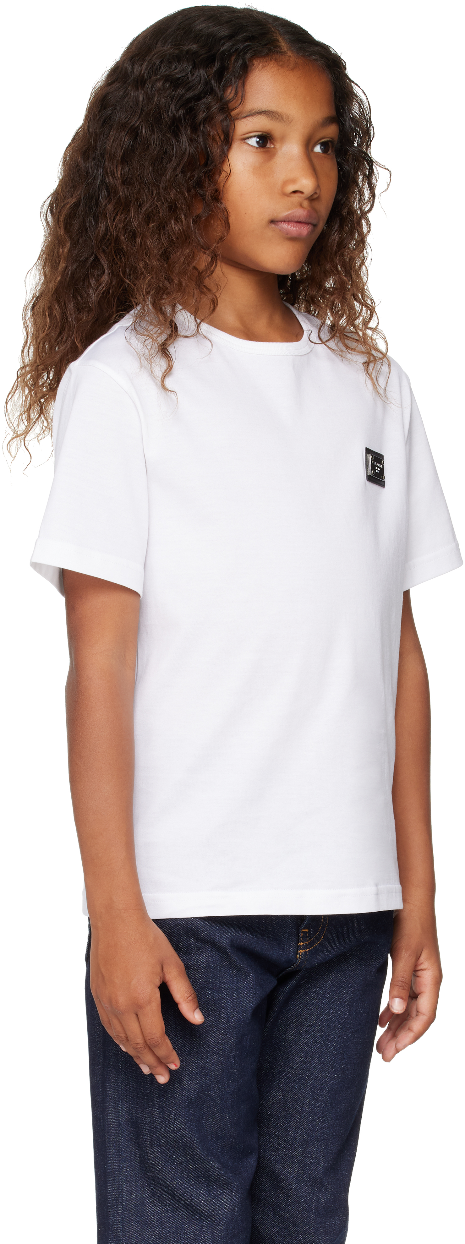 Dolce & Gabbana Kids White Jersey Logo Tag T-shirt In W0800 Bianco Ottico