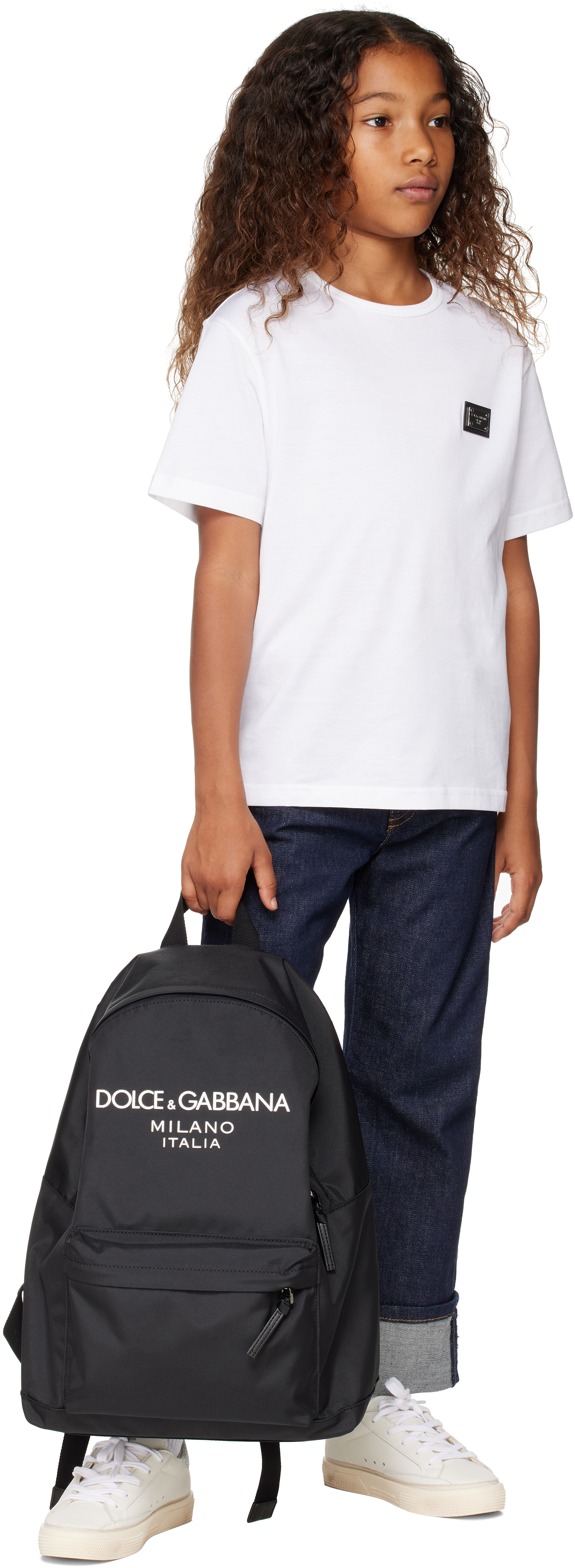 Dolce & Gabbana Kids White Jersey Logo Tag T-shirt In W0800 Bianco Ottico