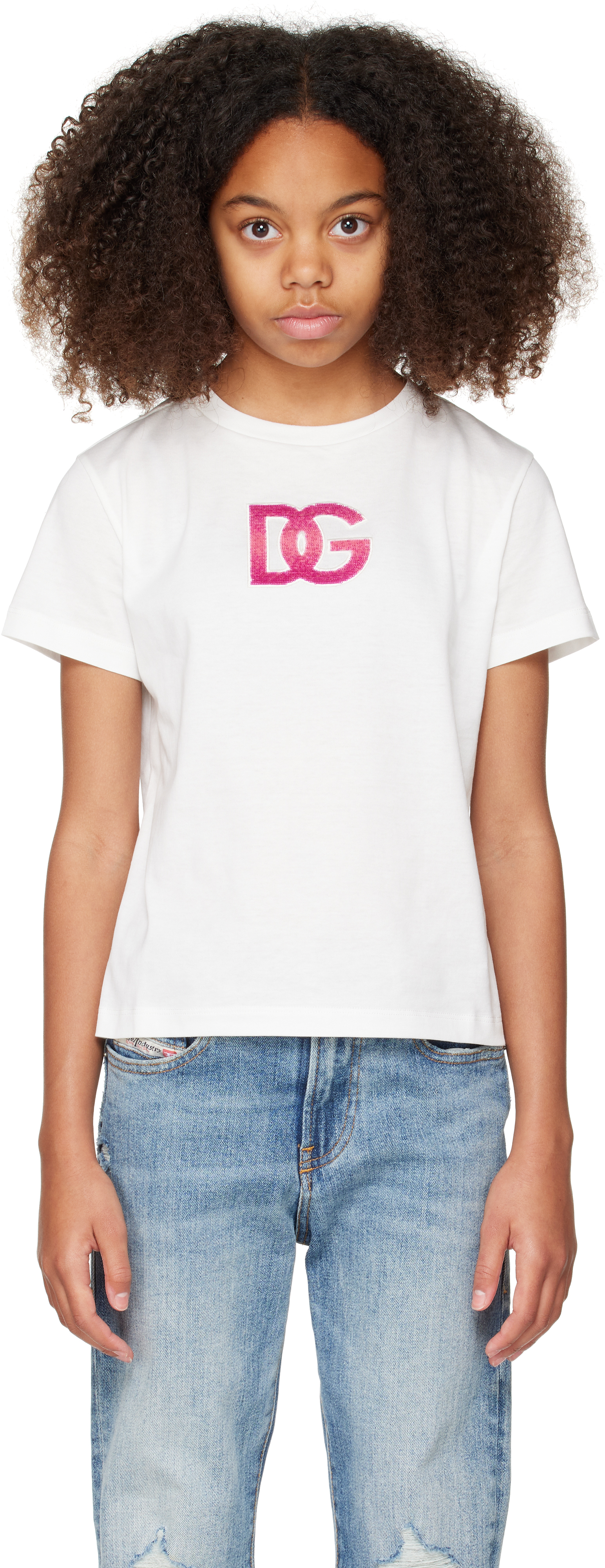 Dolce & Gabbana Kids White Jersey Dg Logo T-shirt In W0111 White