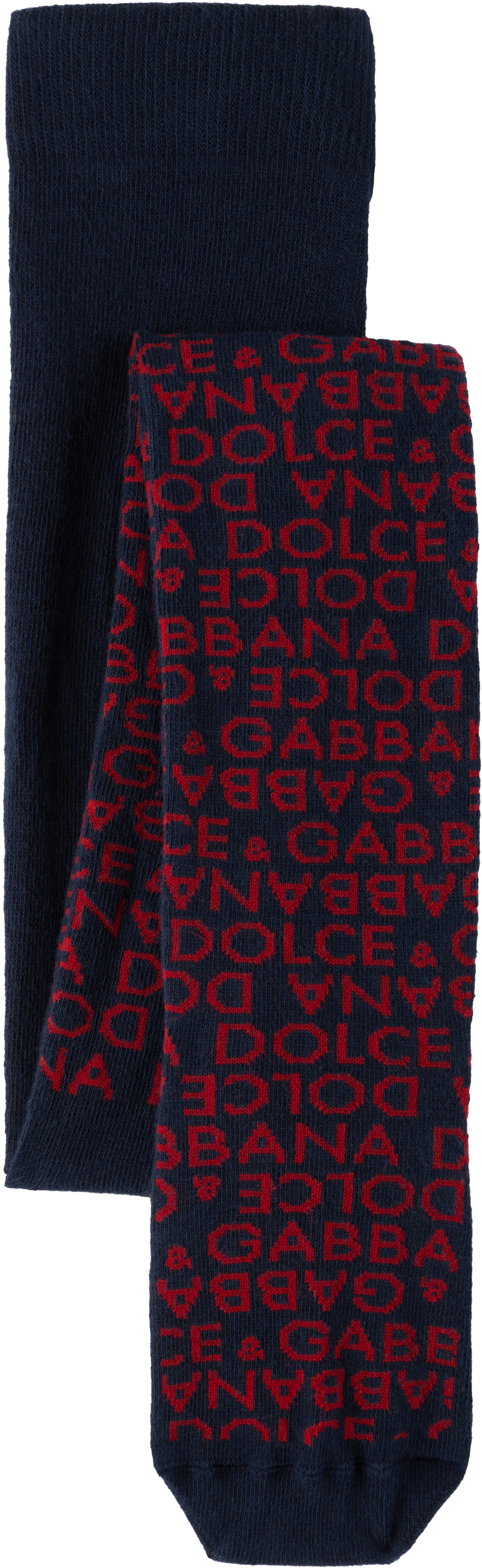 DOLCE & GABBANA KIDS NAVY & RED JACQUARD KNIT TIGHTS 