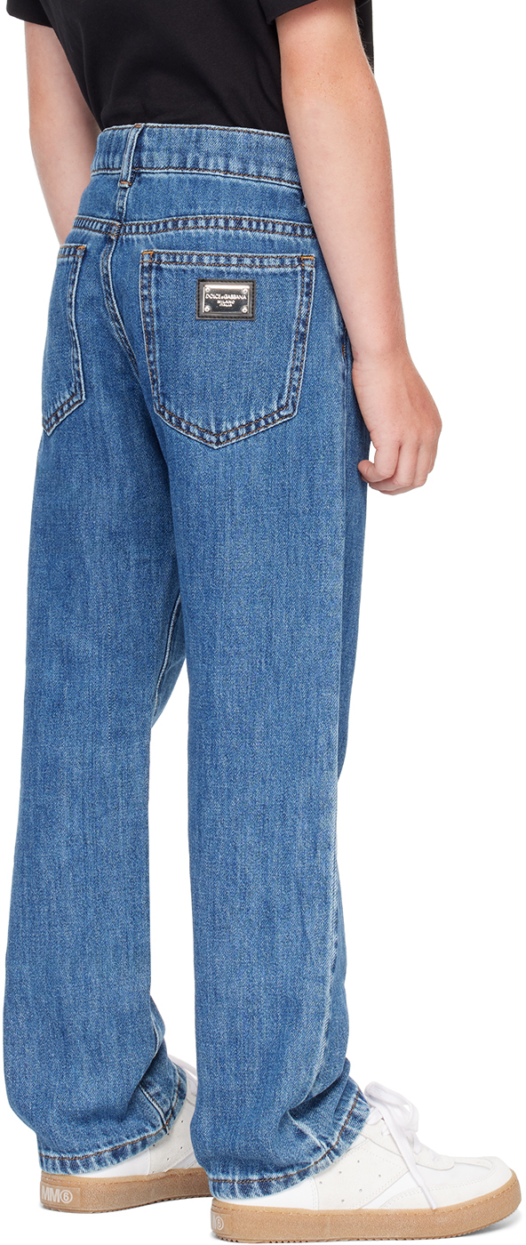 Dolce & Gabbana Kids Blue Five-pocket Jeans In B0013