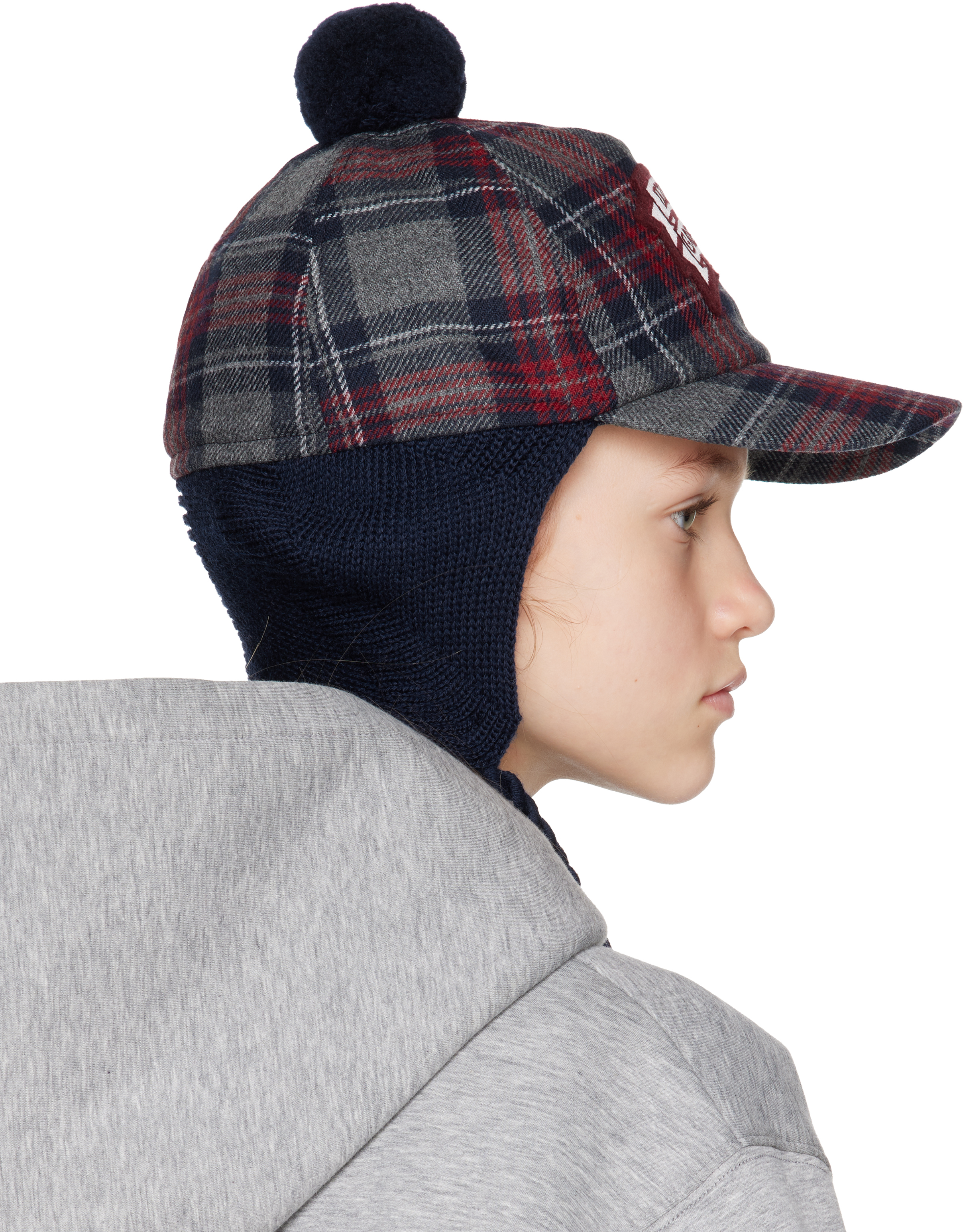 Dolce & Gabbana Kids Gray & Red Tartan Wool-blend Baseball Cap