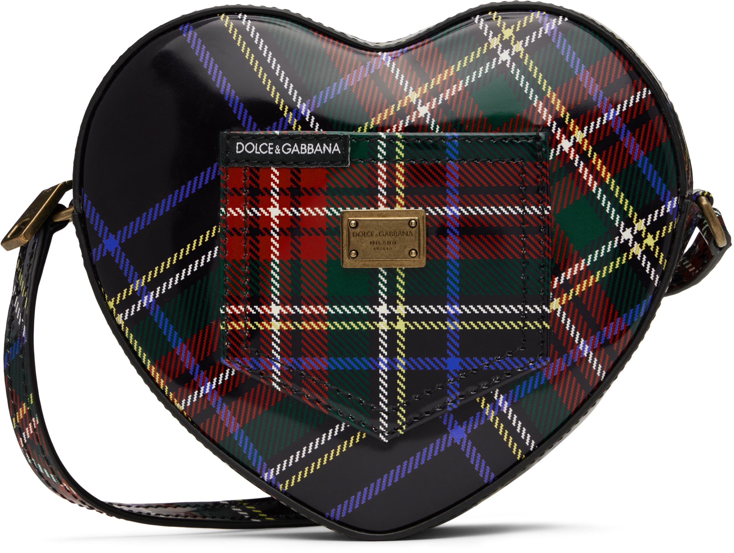 Dolce & Gabbana Kids Multicolor Dg Heart Bag In Hb5dp Tartan Fdo Blu