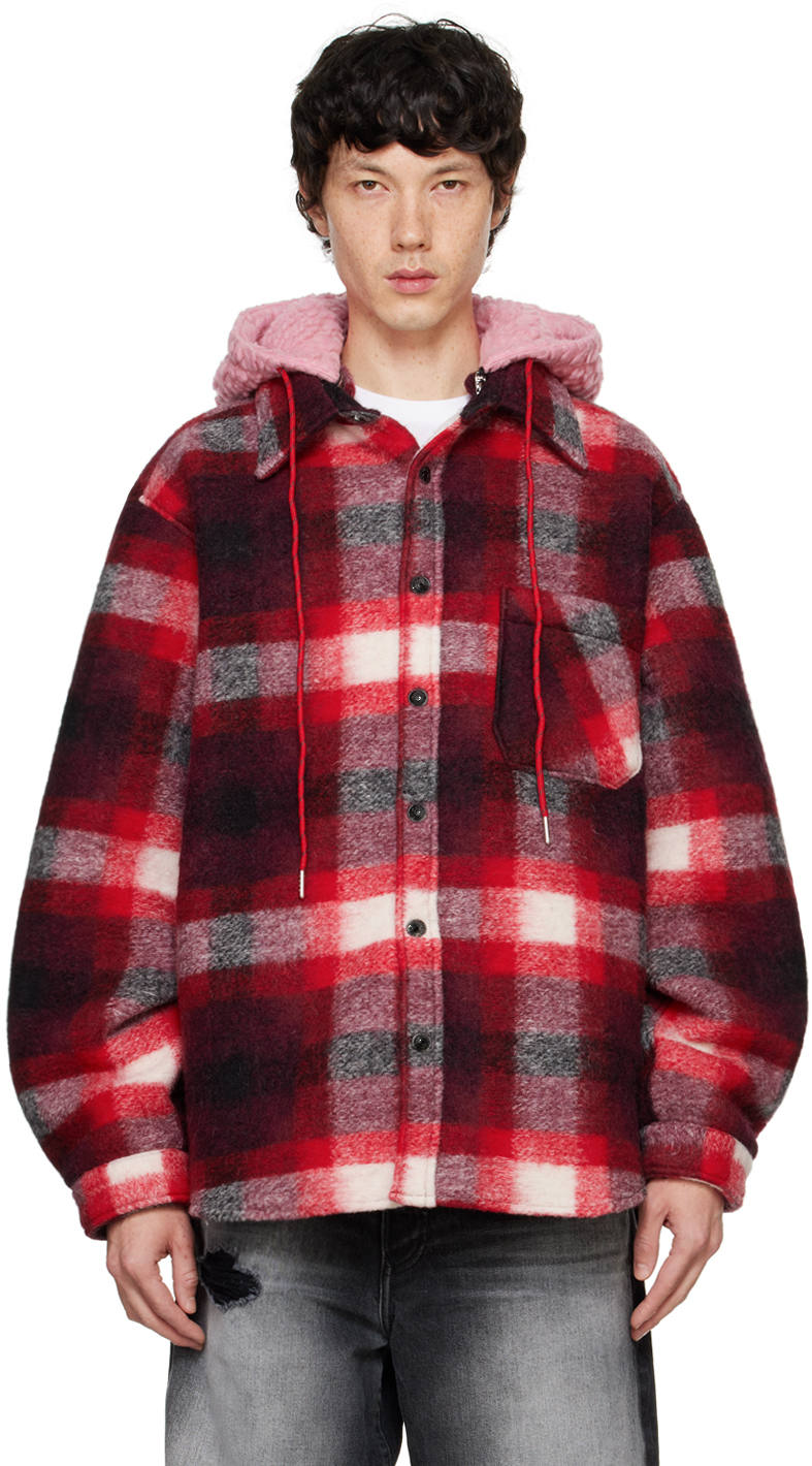 Red Tommy Plaid Fleece Oversized Jacket