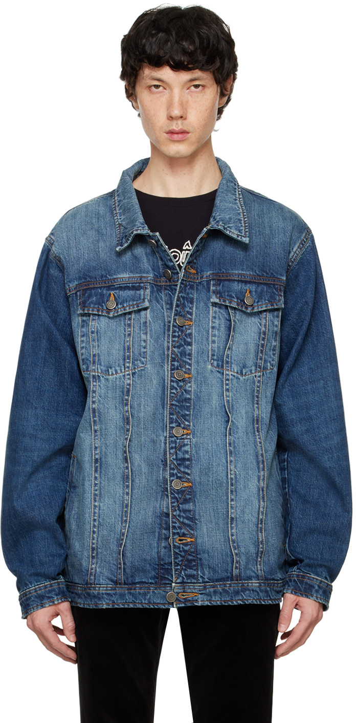 COUT DE LA LIBERTE BLUE JOHNNY WIRED CRISPY OVERSIZED DENIM JACKET 