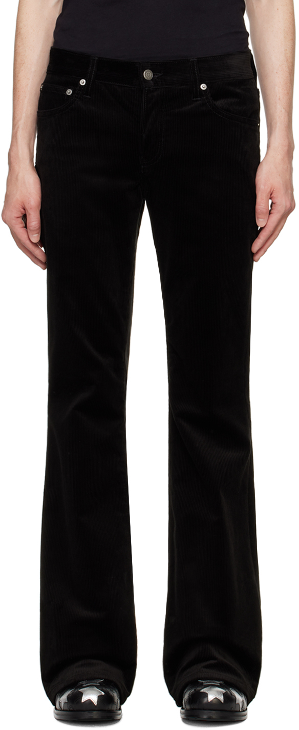 Black Jimmy Stretch Cord Flare Trousers