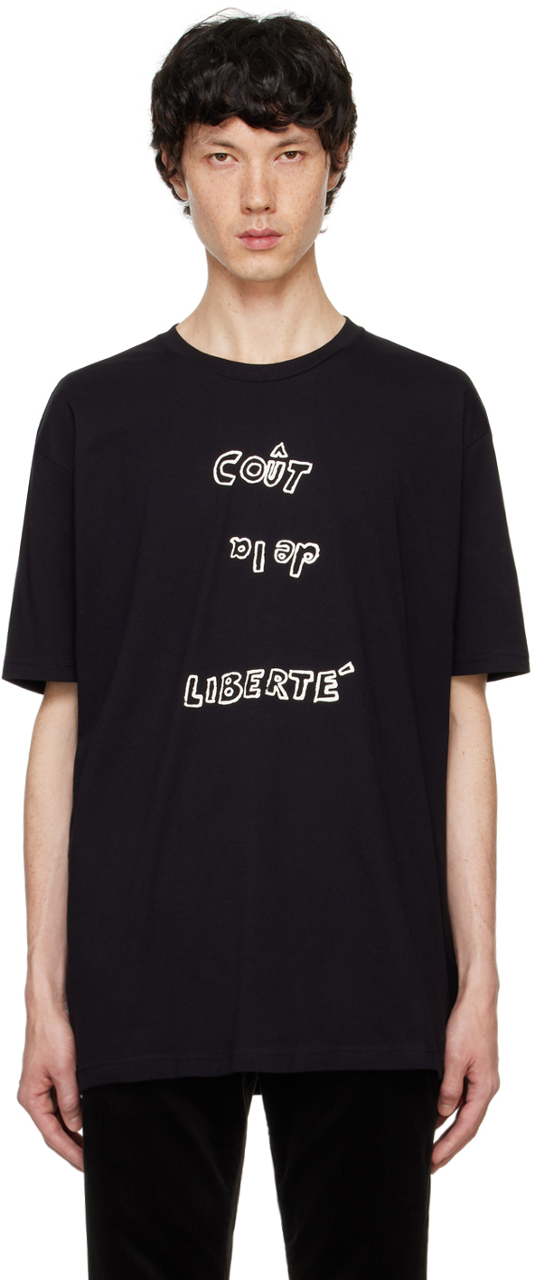 Shop Cout De La Liberte Black Freddie Upside Down T-shirt In Black-white